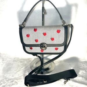 Kate Spade Audrey Orchard Toss Embroidered Apple  Crossbody Bag EUC